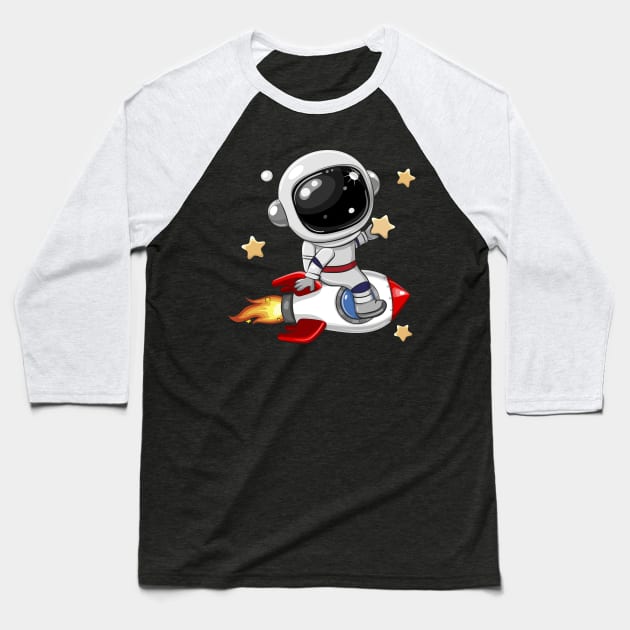 Astronaut on the Rocket Baseball T-Shirt by Reginast777